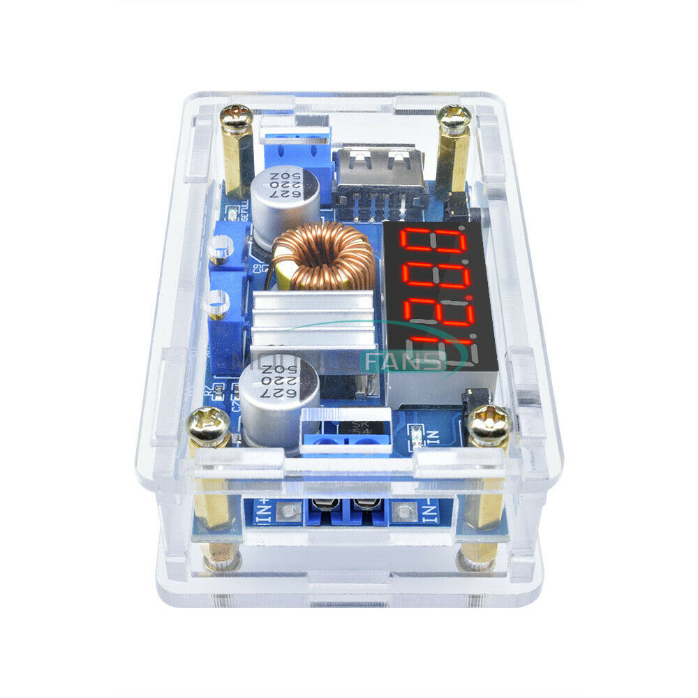 USB Voltmeter LED Drive 5A CC/CV Step down Lithium Charger Power Module w/ CASE