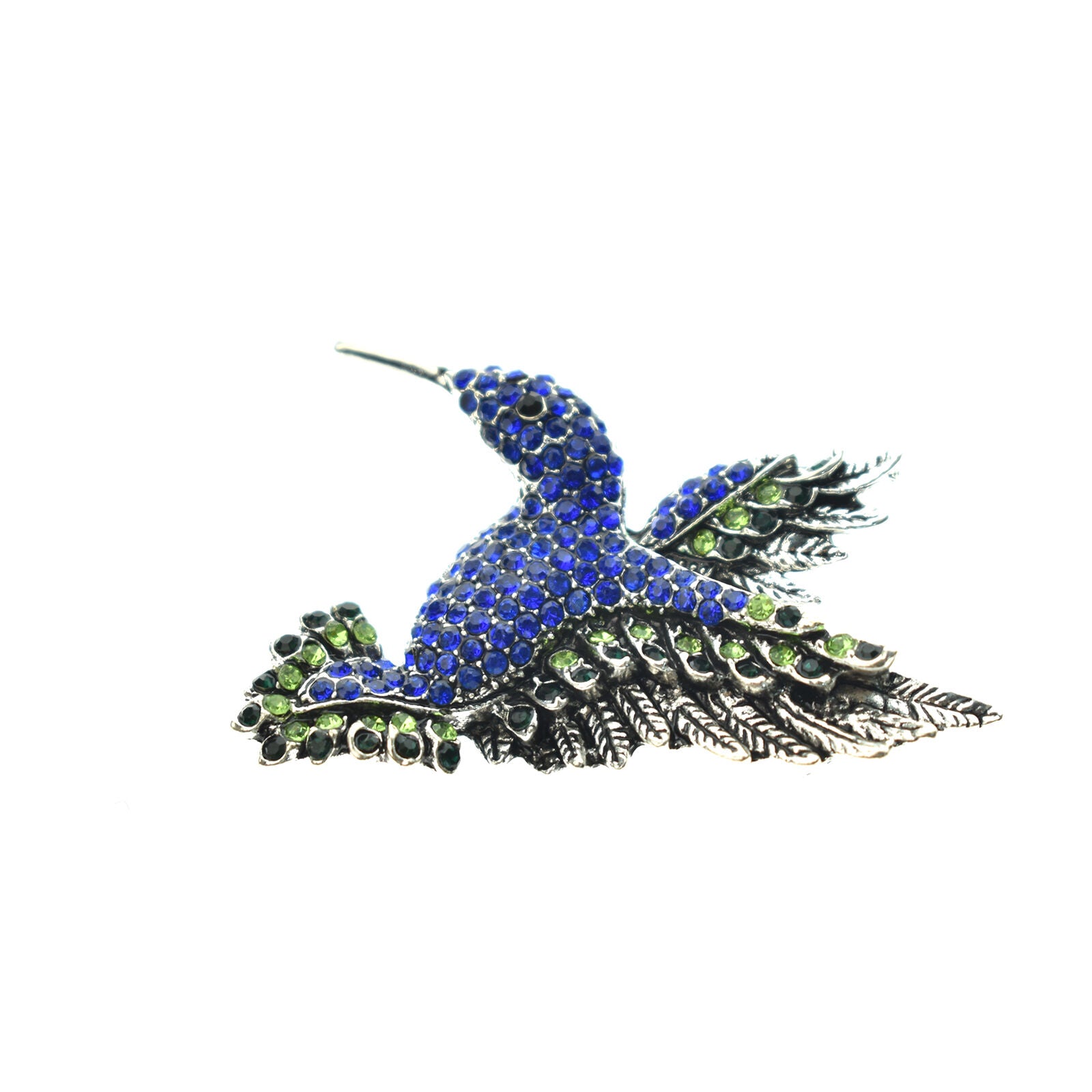 Luxury Handcrafted Rhinestone Blue Green Hummingbird Brooch Pin Jewelry Gift