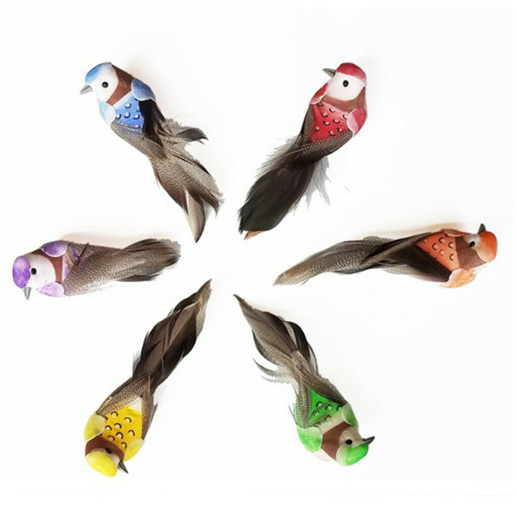 2pcs Colours Artificial Feathered Foam Birds Garden Home Decoration Green