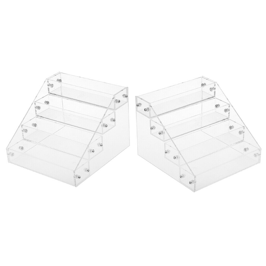 2 Pieces 4 Layers Tabletop Makeup Nail Polish Lipstick Display Storage Rack