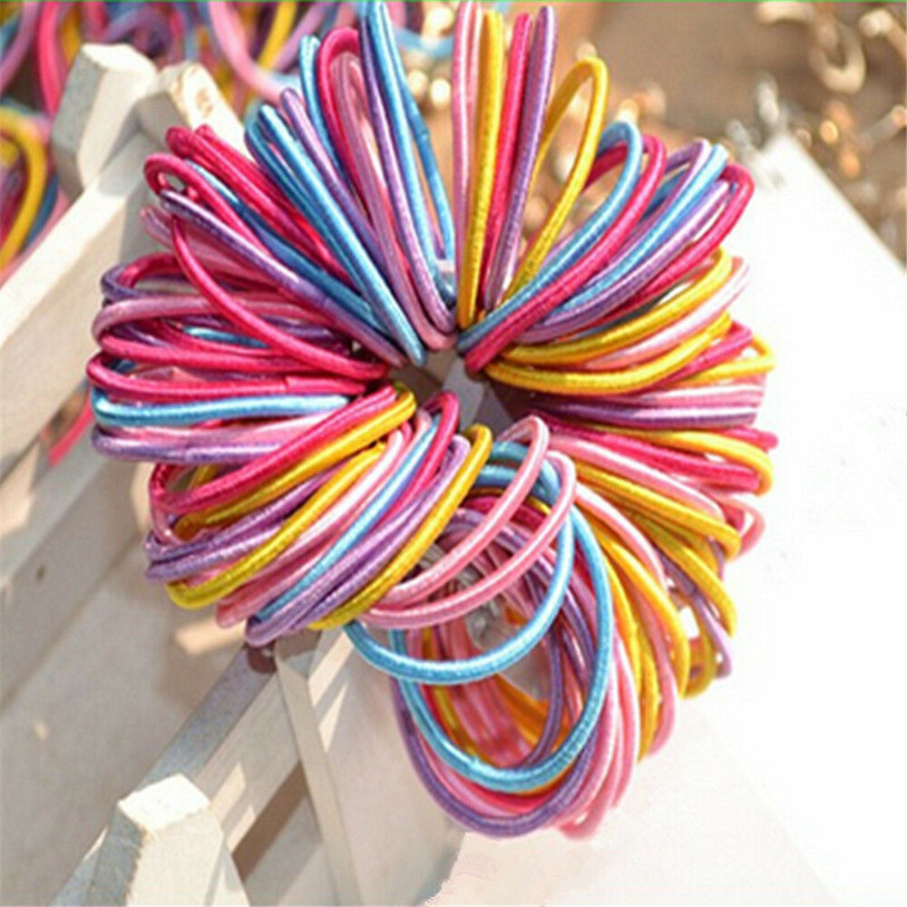 100PCS Lots Cute Girl Elastic Tiny Hair Tie Band Rope Ring Ponytail Wholesale