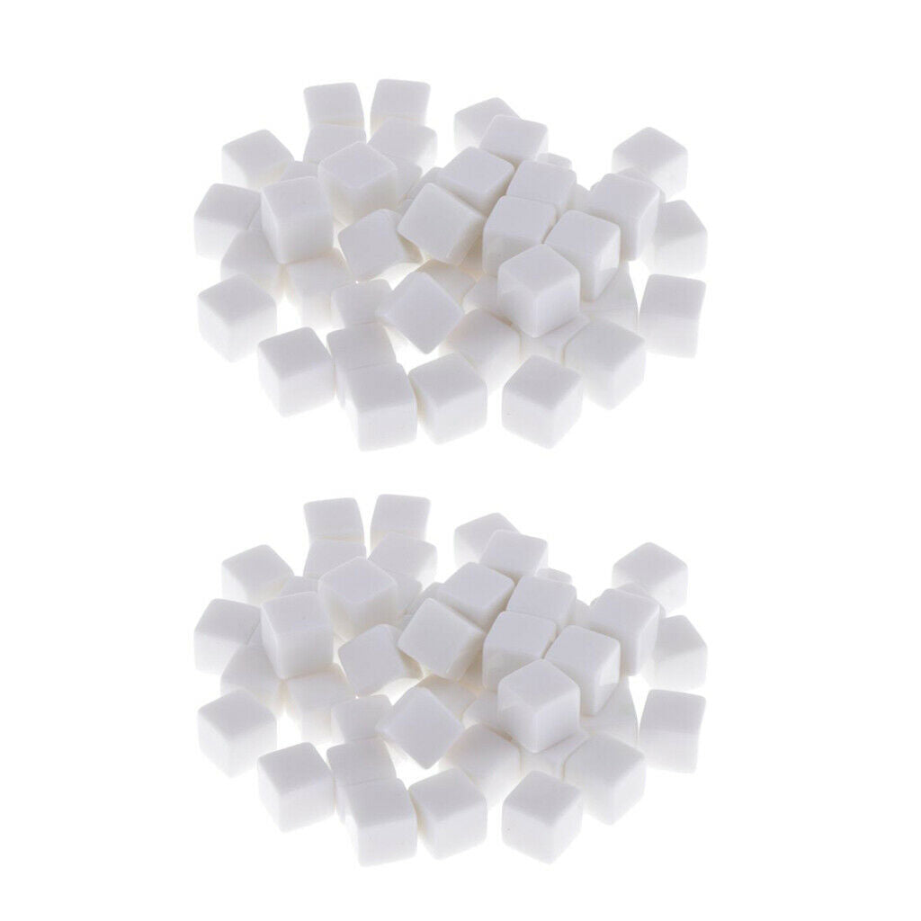 100Pcs Plastic White Opaque Blank D6 Dice for RPG Party Game Casino Supplies
