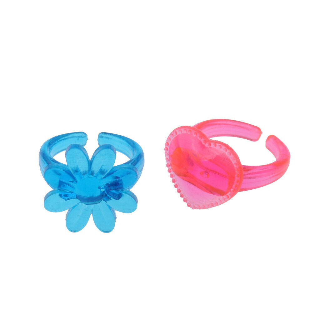 12 Pieces Mixed Color Kids Plastic Diamond Rings Jewelry for Kids