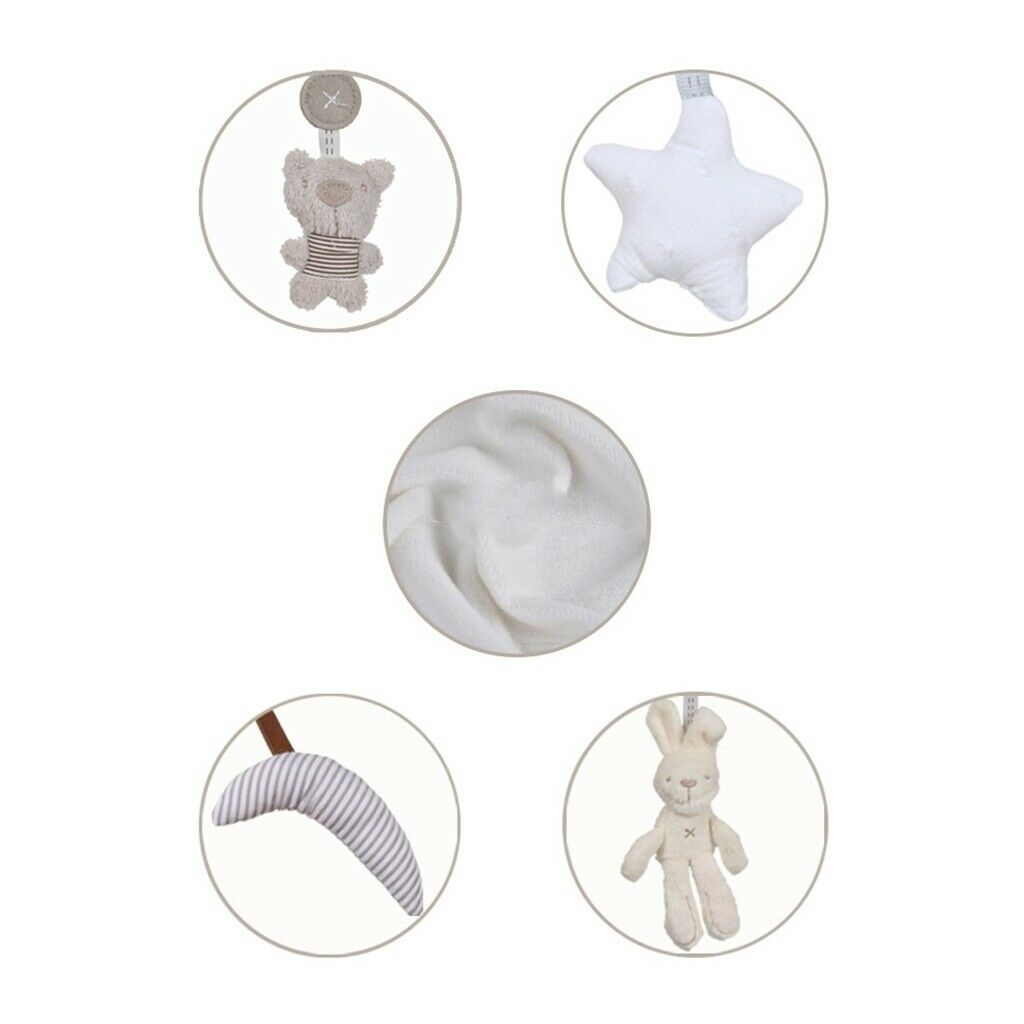 Baby Crib Music Mobile Hanging Rotating Playing Teether White