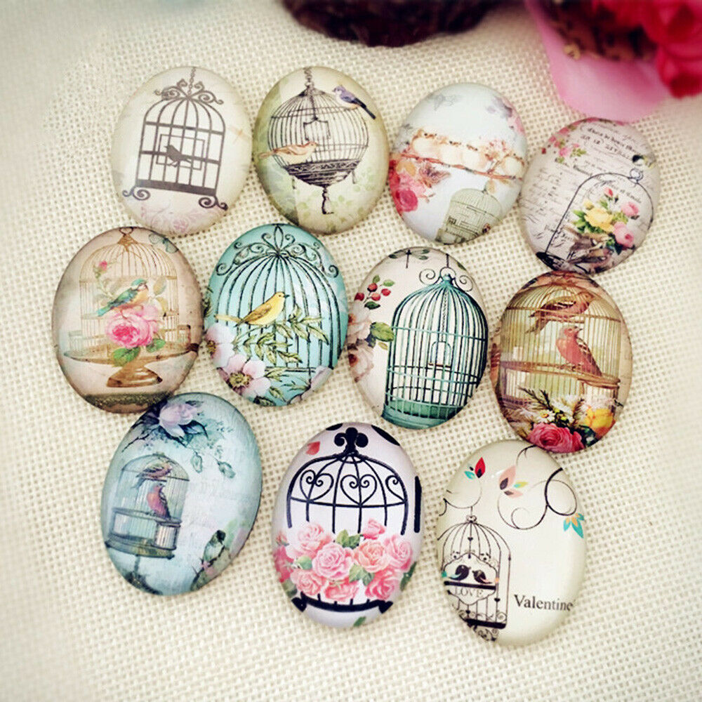 10Pcs Retro Birdcage Pattern Cross Stitch Embroidery Glass Needle Minder Keeper