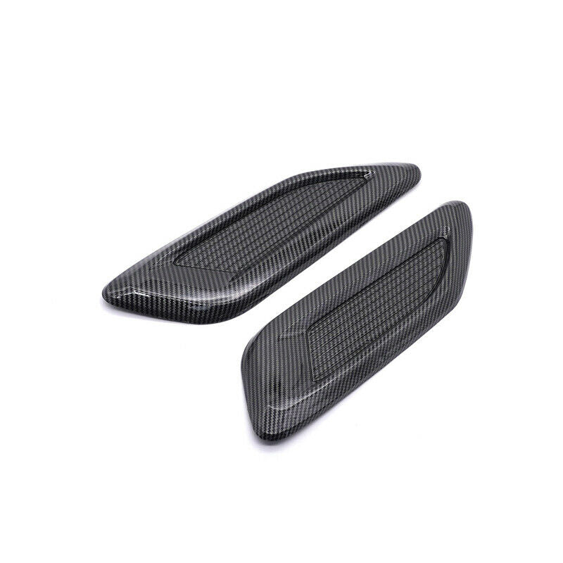 2PCS Universal Car Hood Air Vent Louver Cooling Panel Trim Carbon Fiber Pattern