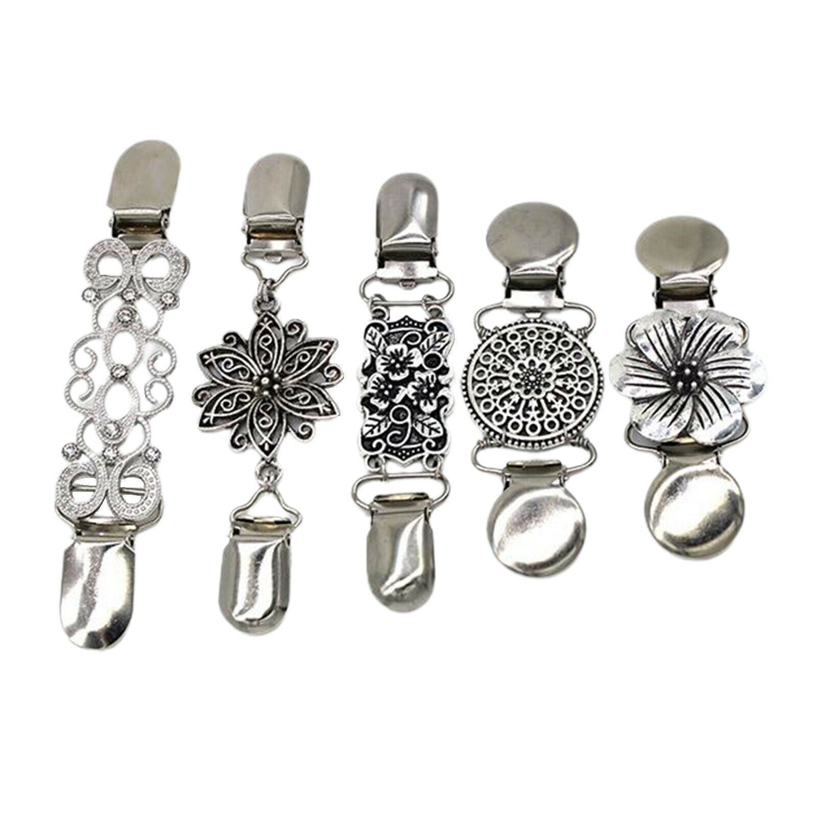 5x Women Cardigan Sweater Clip Blouse Shawl Brooch Shirt Collar Retro Brooch