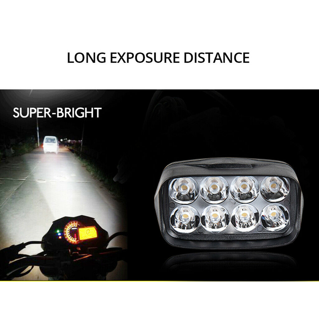 Motorcycles 12V 6500K 8-LED Auxiliary Headlights Fog Light Spot Lamp 12V 12w