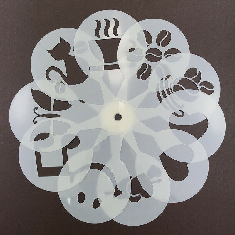 19Pcs Mold Coffee Milk Cake Cupcake Stencil Template Coffee Barista Spray ToolWF