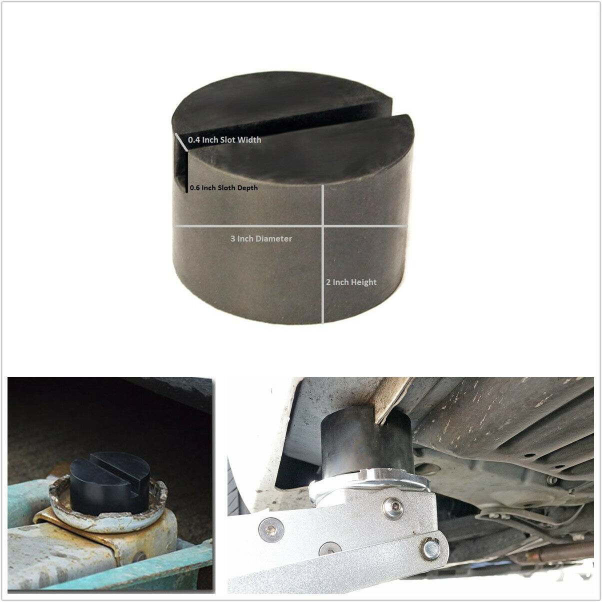 1x Slotted Frame Rail Floor Jack Disk Rubber Pad Adapter for Pinch Weld Side