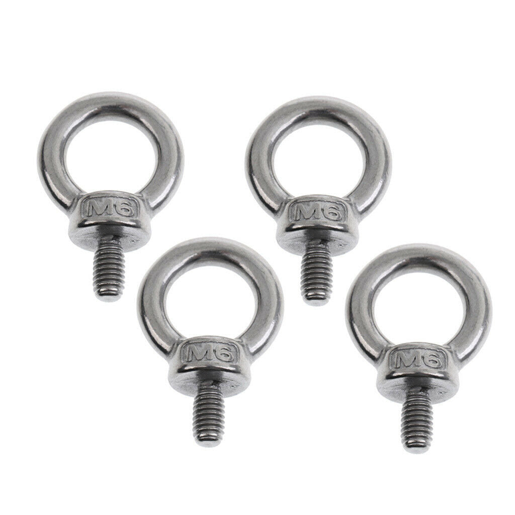 4pcs Stainless Steel DIN 580 Machine Shoulder Lift Eye Bolt Marine M6 x 11mm