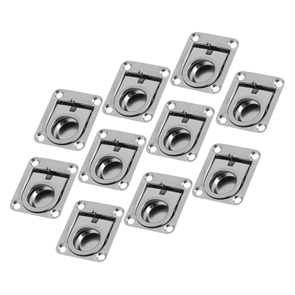 10x Marine Boat Deck Hatch Flush Ring Pull - Stainless Steel 43x 36mm