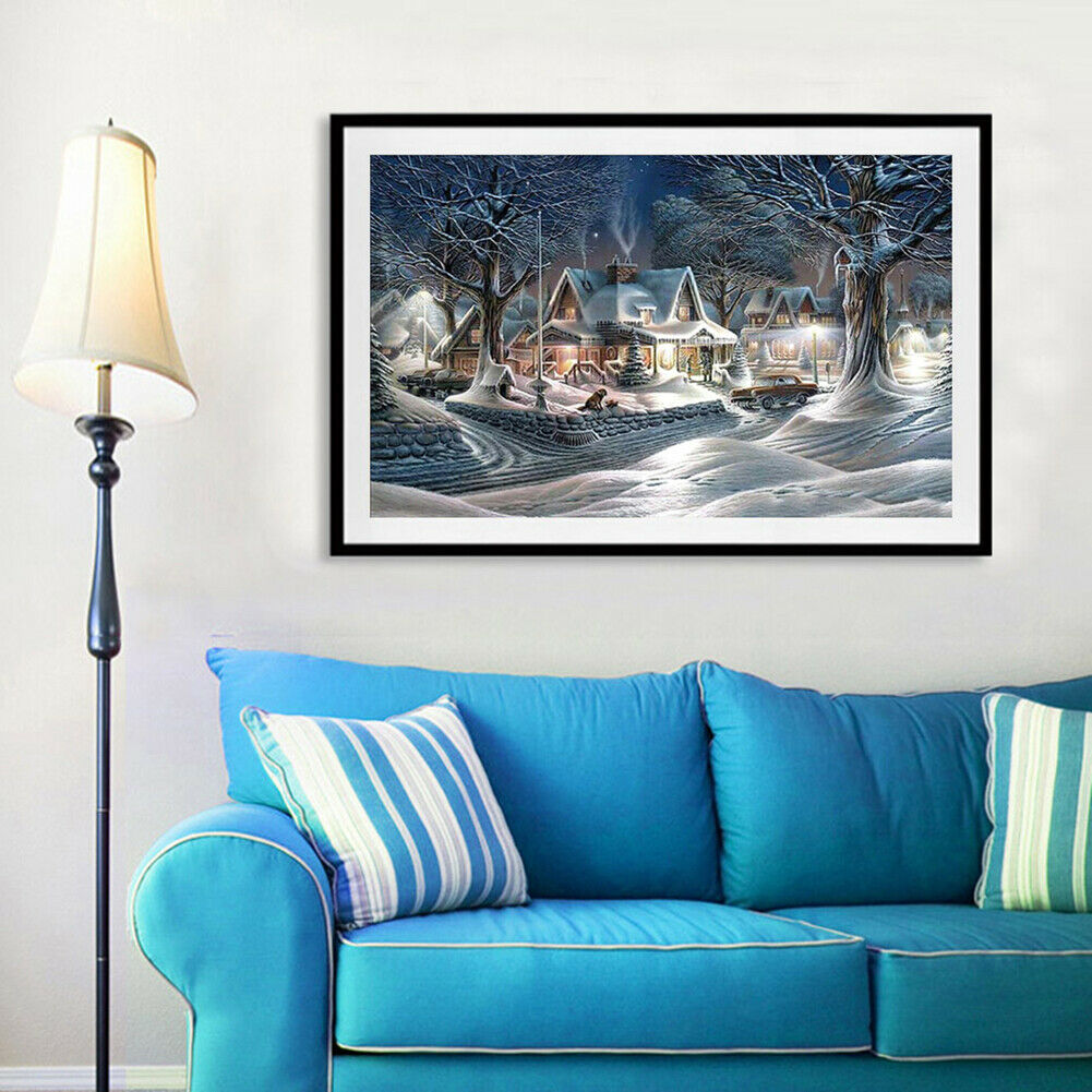 Snow View 5D Diamond Painting Embroidery DIY Cross Stitch Home Decor Gift @