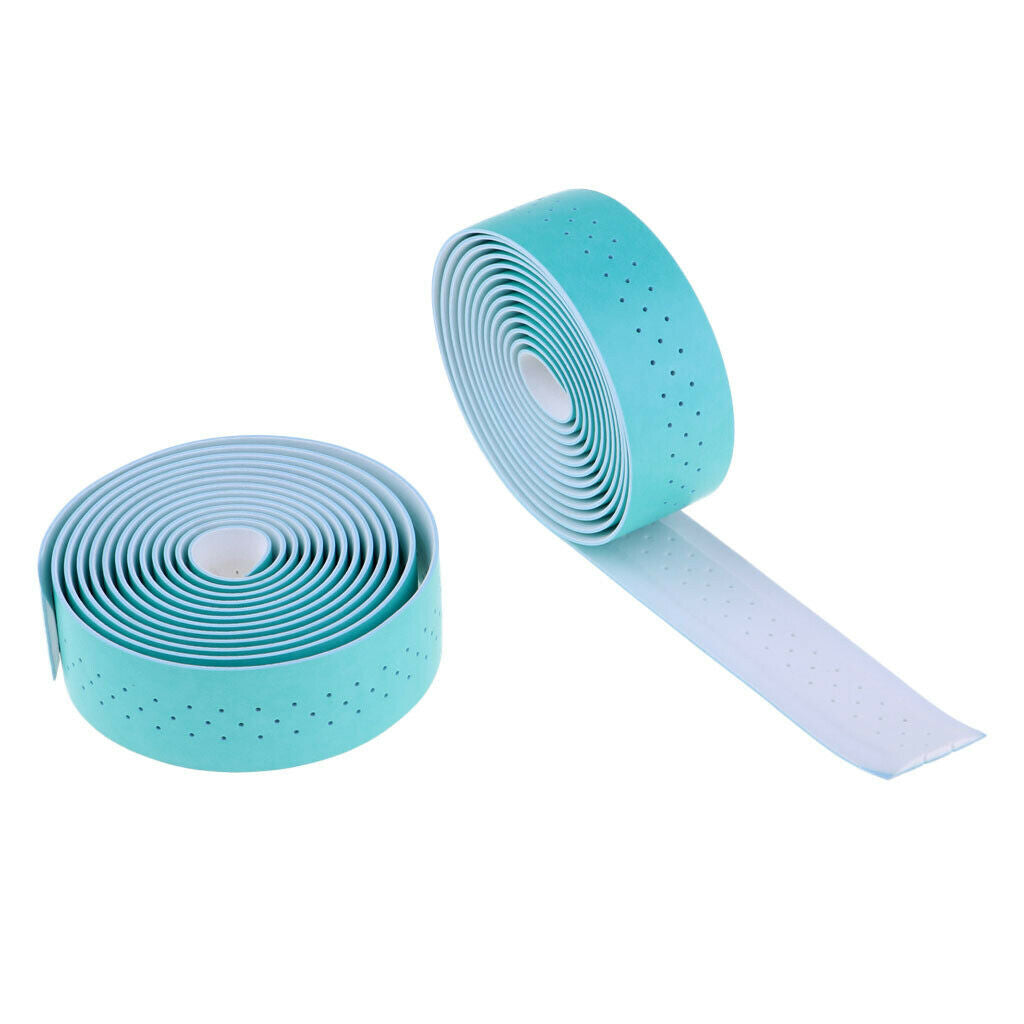 Road Bike Bicycles Non-Slip Handlebar Ribbon Tapes Bar Plugs Accessory Blue