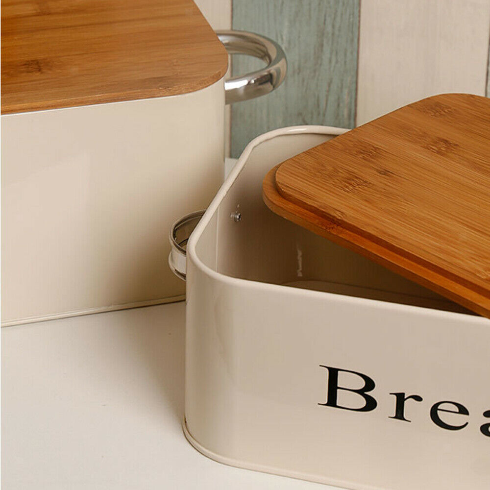 Bread Box Modern Kitchen Storage Cake Container Storage with Lid White S