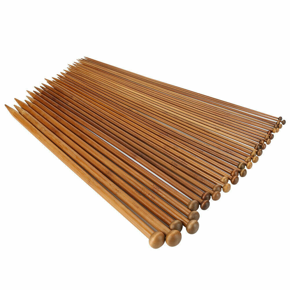 36Pcs Bamboo Carbonized Single Pointed Wood Knitting Needles  Crochet Set