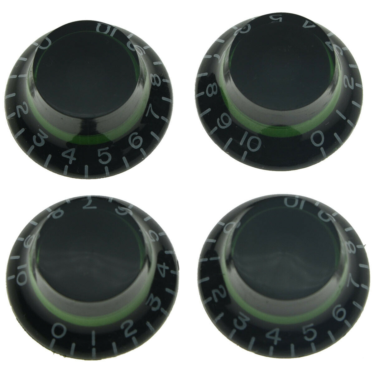 4* Guitar Custom Bell Knobs Top Hat Knobs Black With Green For Les Paul