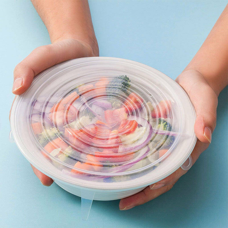 6 X Lid Universal Extensible Hermetic Silicone Square Oval Rectangle New