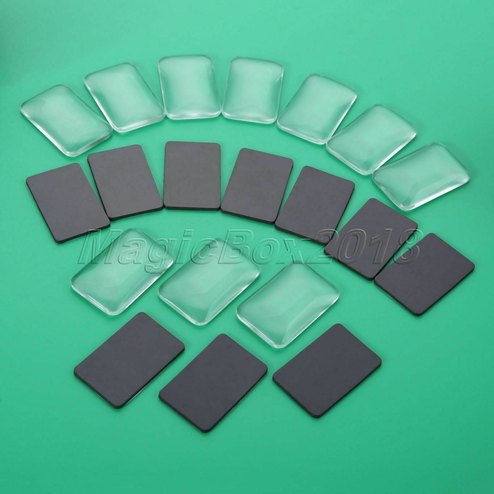 10 Sets Rectangle Shape Glass Cabochon & Fridge Magnetic Stickers Birthday Gift