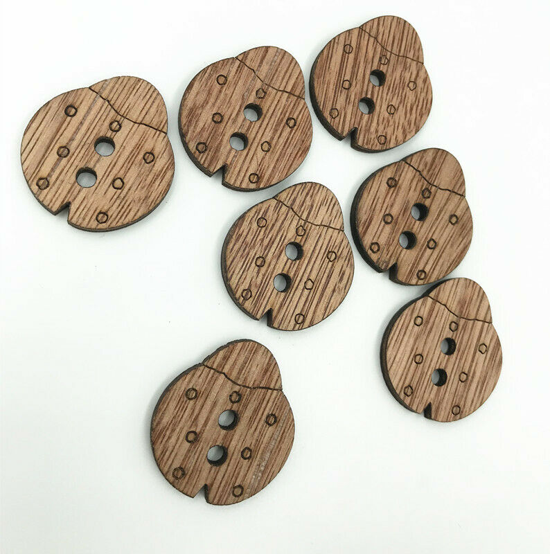 40pcs Wooden ladybug shape Button Sewing scrapbooking DIY accessories 32mm