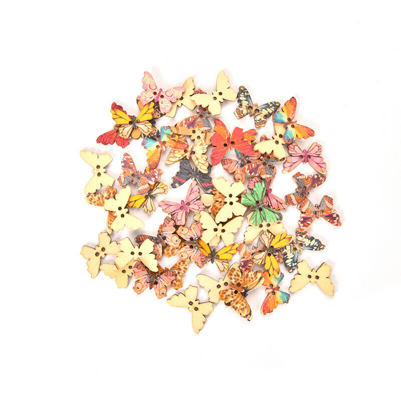 Colorful Butterfly Wooden Buttons Sewing Scrapbooking Sewing Buttons For CraFCA