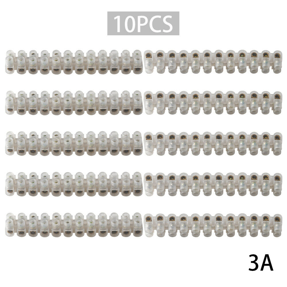 10Pcs Barrier Screw Terminal Wire Connector 3A 12-Position Block Terminals