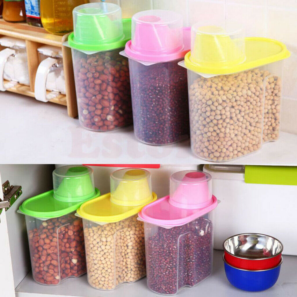 Kitchen Pasta Cereal Dispenser Store 1.9L Food Storage Box Safe Containers