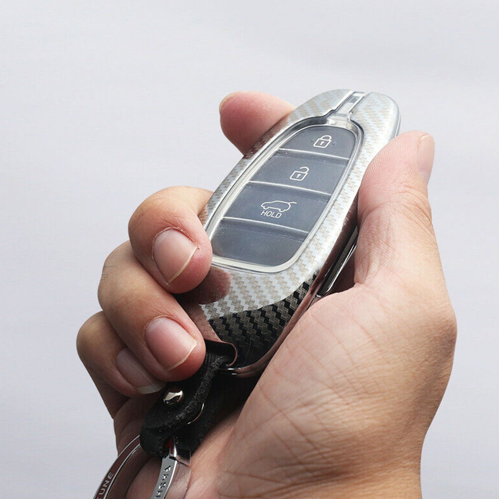 For Hyundai Tucson IV NX4 Flip Key Case Key Fob Cover Case Grey Zinc Alloy