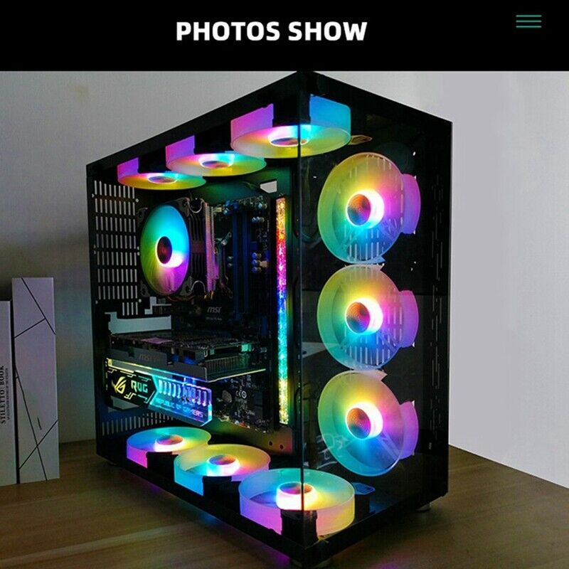 COOLMOon 14cm Computer Case Fan Mute Light-Emitting Computer Cooling Fan DesktH7