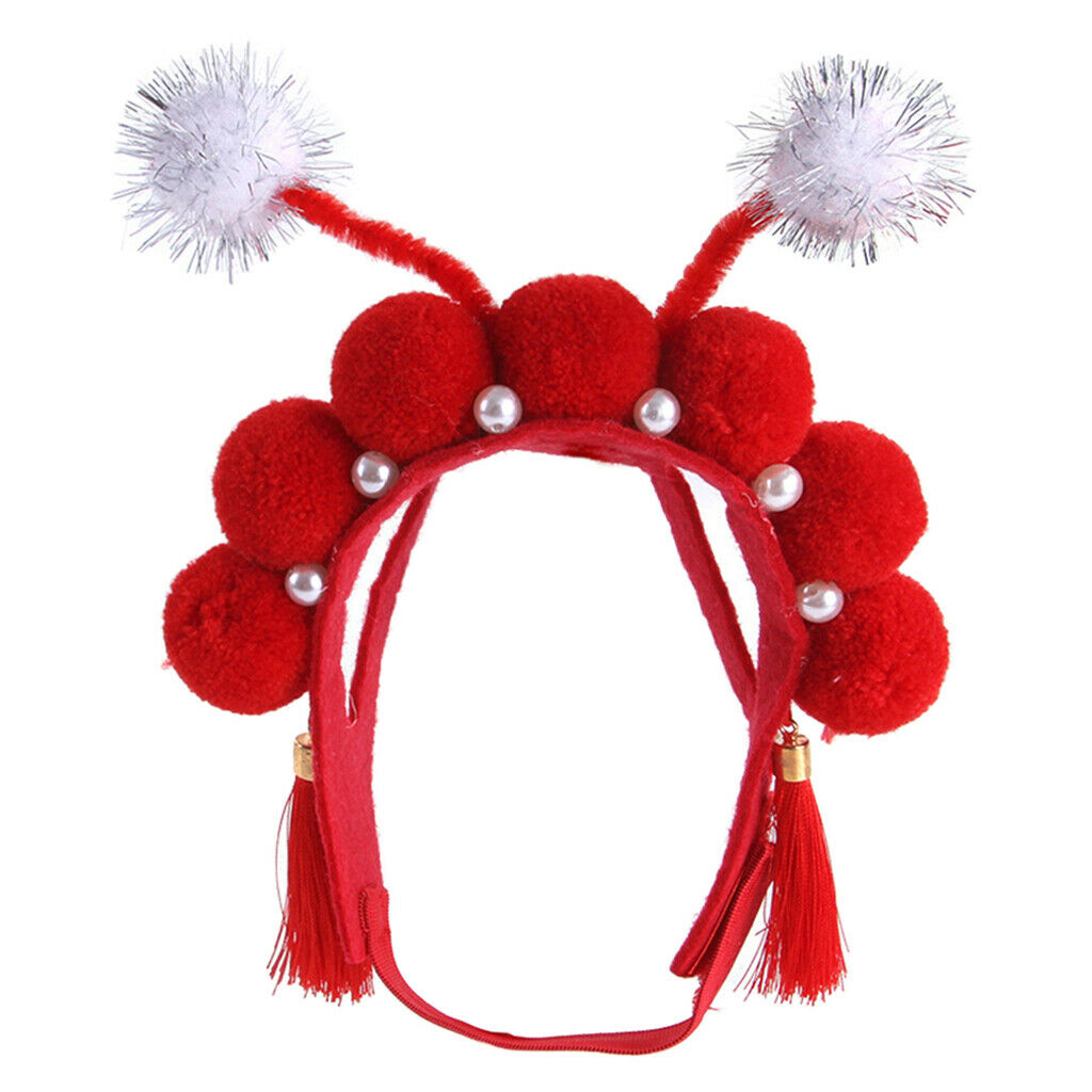 Red Cute Pet Hat Chinese Opera Costume Headgear Kitten Small Dogs Photo Props