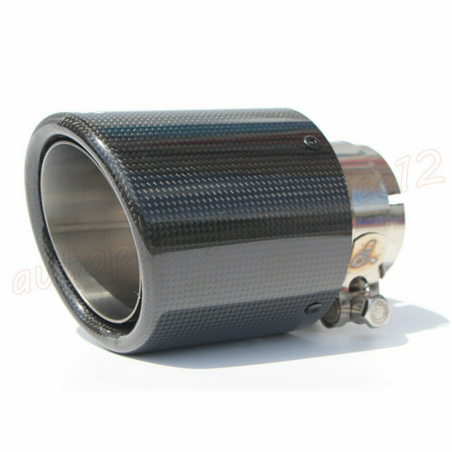 3" Inlet 4.5" Outlet Real Carbon Fiber Glossy Auto Car Exhaust Tips Muffler Pipe