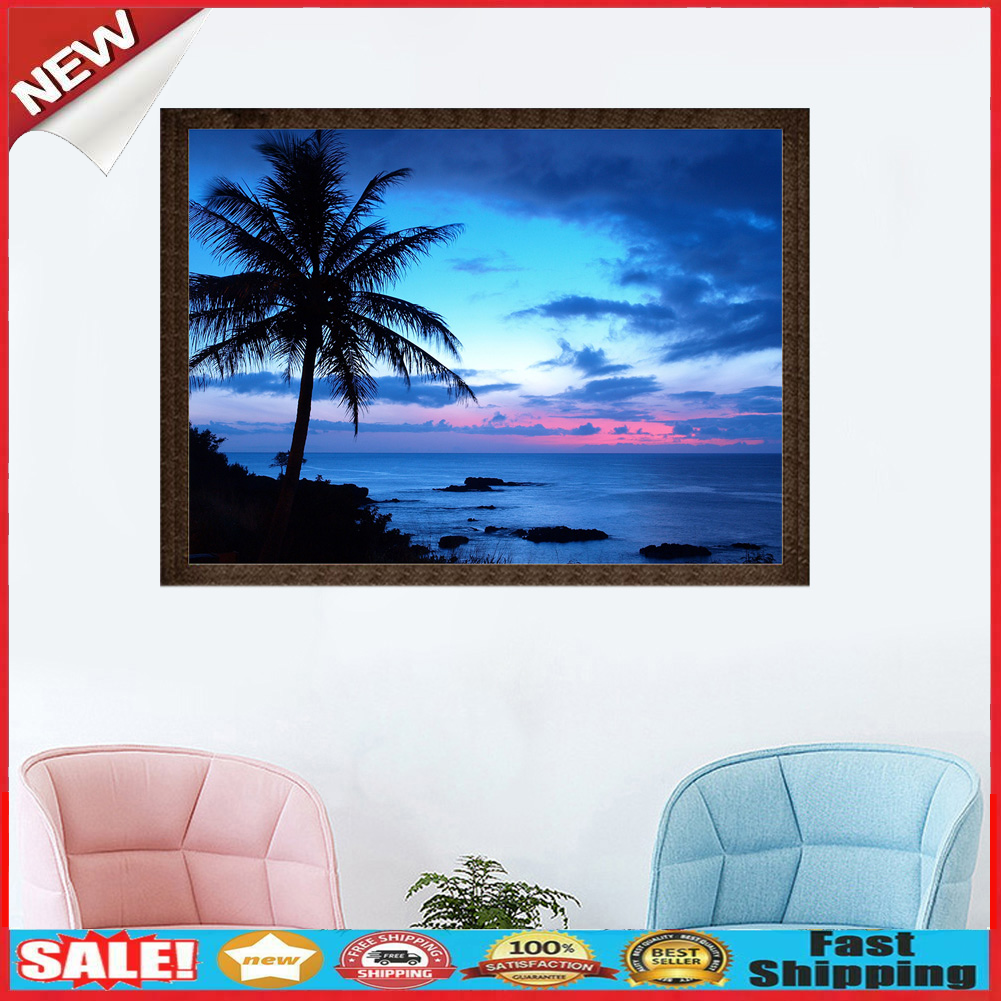 Coconut Tree 5D Full Drill Diamond Painting Embroidery DIY Craft Needlework @