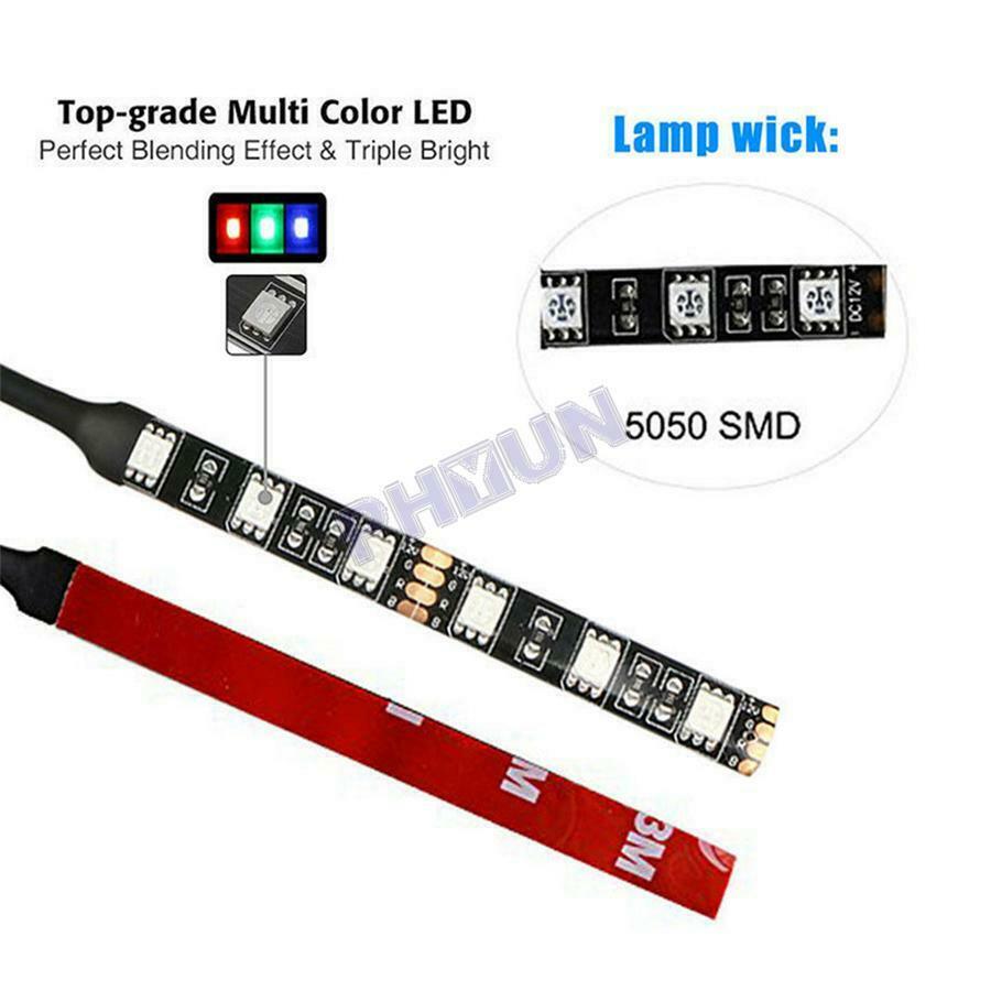 12x LED Motorcycle ATV RGB Under Glow Lights Strip Neon Kit w/ Remote Universal