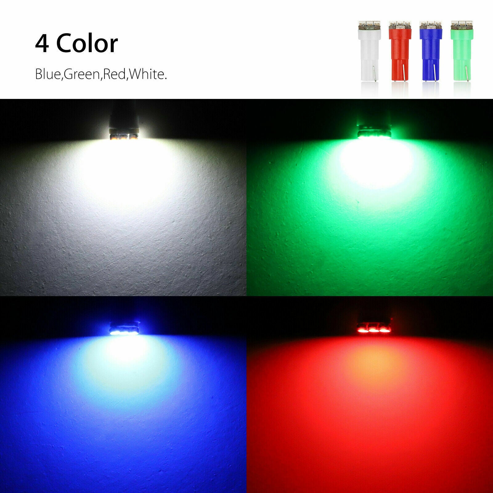 40x T5 74 3-SMD-3020 LED Speedometer Instrument Gauge Cluster Dash Light Bulbs