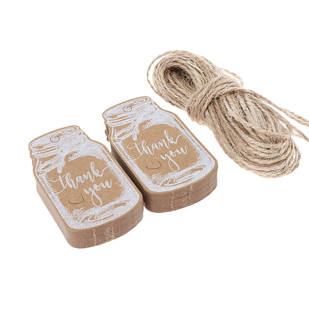 50pcs Kraft Paper Drift Bottle Thank You Gift Tag Labels   DIY