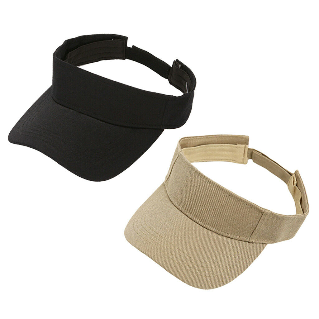 2x 100% Cotton Sun Visor Hat Women Men Golf Tennis Summer Beach