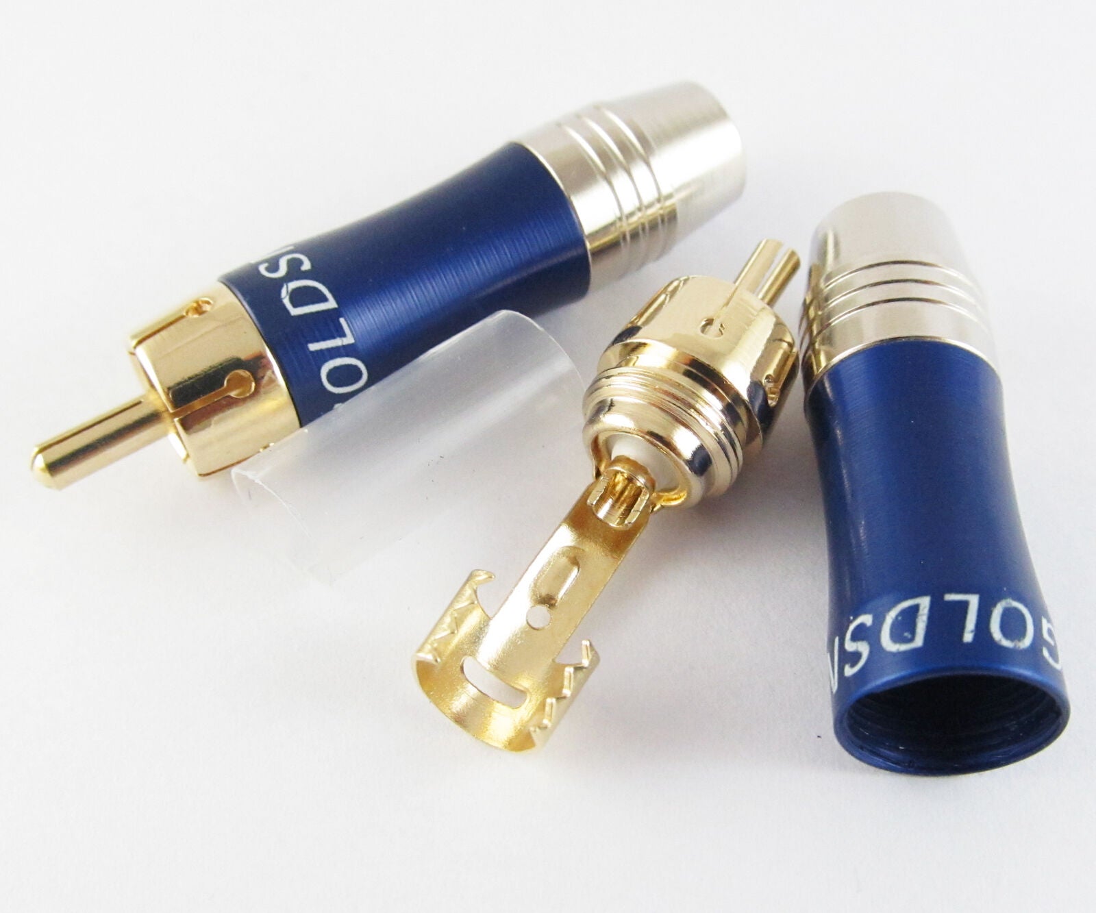 50pcs Blue RCA plug Male with aluminum housing and copper A/V plug