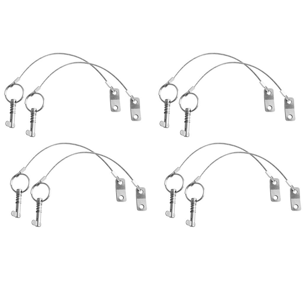 Pack 6 Quick Release Pin Lanyard Marine Boat Top Deck Hinge Fitting Hardware