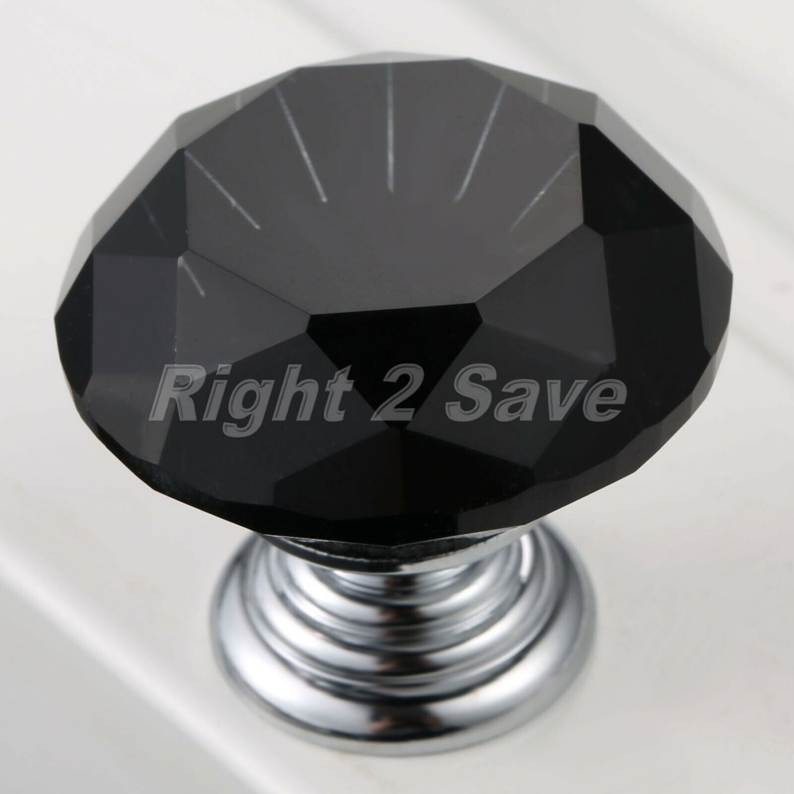 Black Knobs Crystal Glass Handle Drawer Cabinet Dresser Furniture Pull Dia 30mm