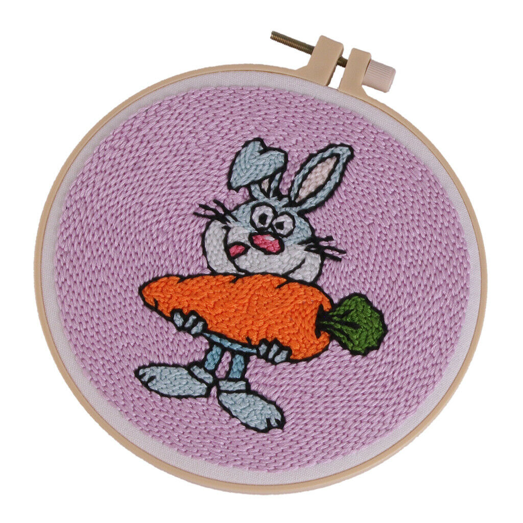 2 Sets Punch Needle Kit with Basic Tools Punch Needle Pen Lovely Bunny Cat