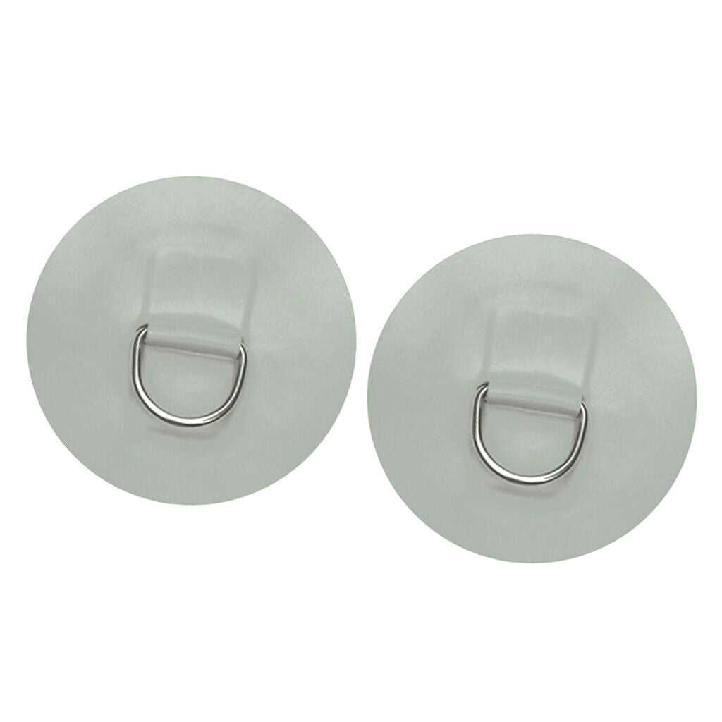 2pcs PVC Gray Round D-Ring Patch for Inflatable Boat Dinghy Kayak Canoe
