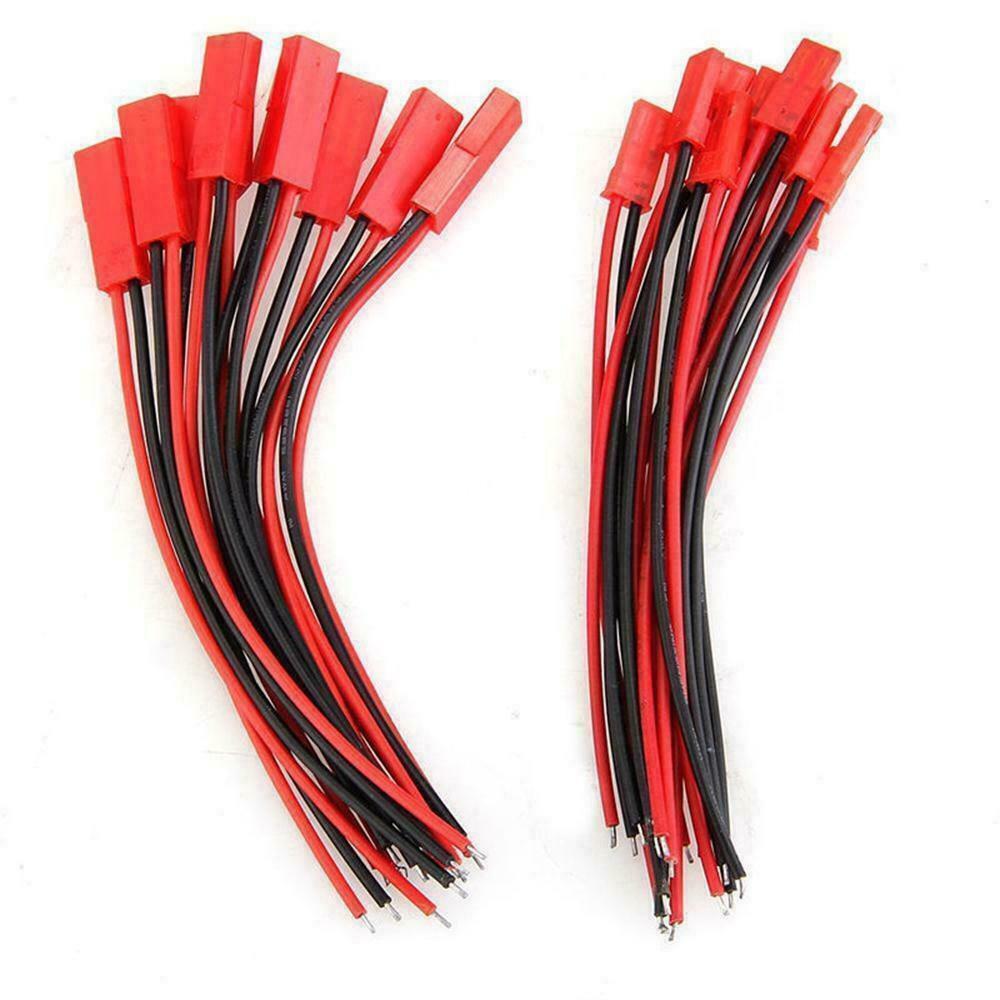 10 Pair 100mm JST Connector Plug Cable Line Male+Female for RC BEC Lipo Battery.
