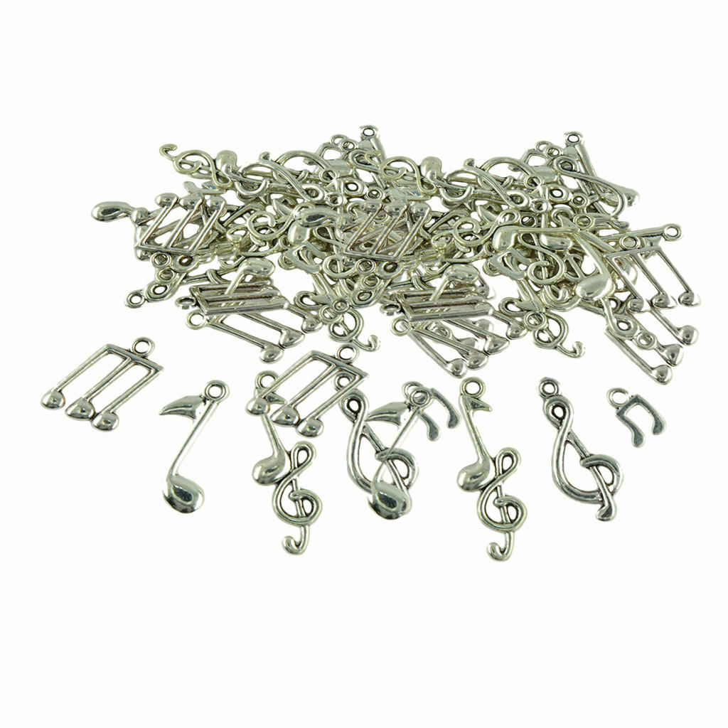 80pcs Charms Music Note Symbol Pendants for Necklace Bracelet Jewelry Crafts
