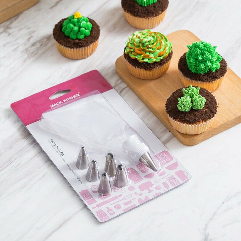 Lots 6 Piping Tips Icing Decorating Nozzles Coupler Pastry Bag Baking Tools