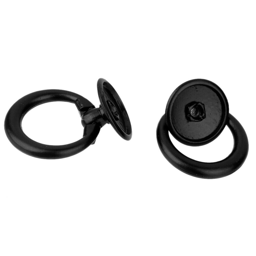 2PCS/Pack Black Metal Kitchen Cabinet Door Pulls Rings Drawer Bin Handles
