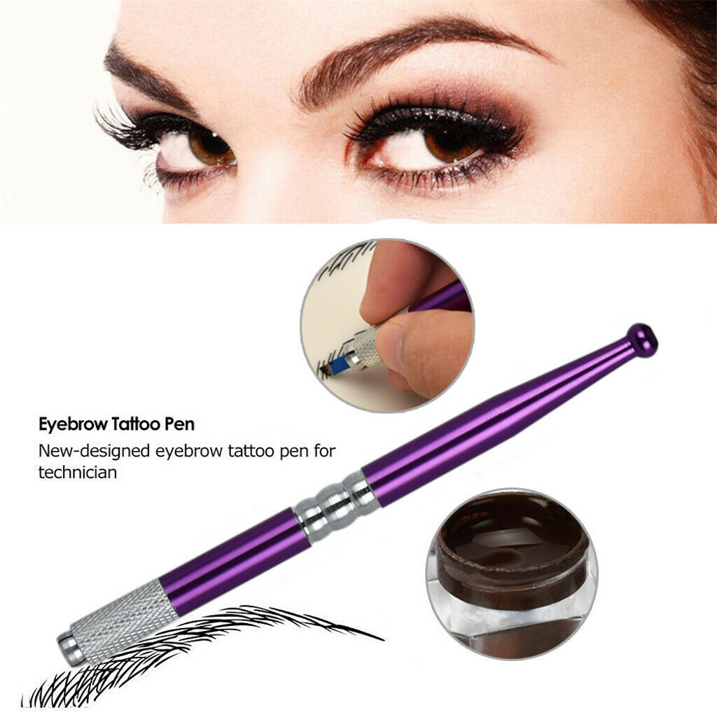 Eyebrow Microblading Set Permanent Needles Rulers Ring Cups Skin Pratice Pen