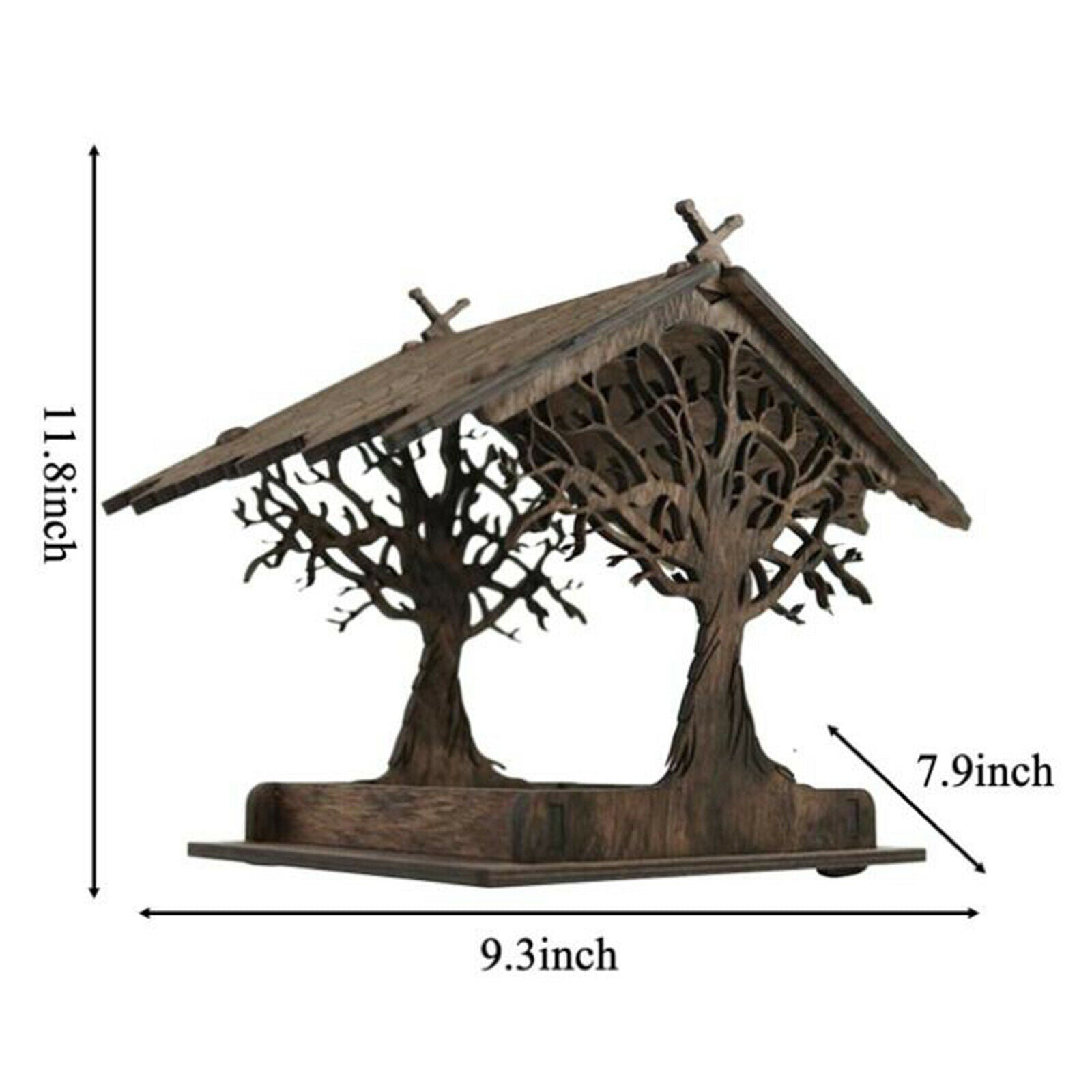 Wooden Birdhouse Bird Feeder Yard Hanging Birds Ornament Feeding Tray Decor