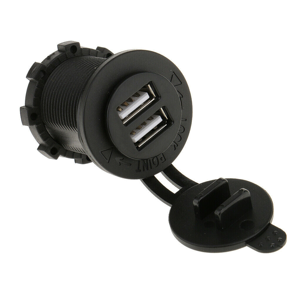 1XMotorcycle Car DC12V 4.2A Waterproof Dual USB Ports Charging Socket Outlet