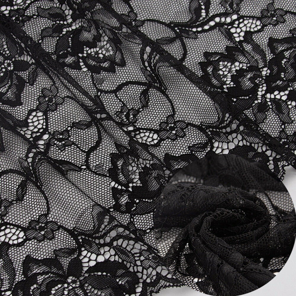 1yd 23cm Hollow Lace Fabric Nylon Silk Trim Ribbon Sewing DIY for Dress Curtain