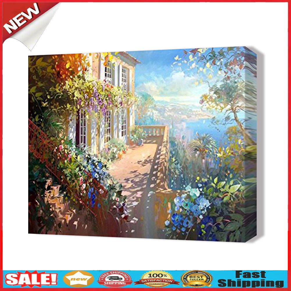 Flower House DIY Digital Oil Painting By Numbers Kits Modern Wall Art Decor @